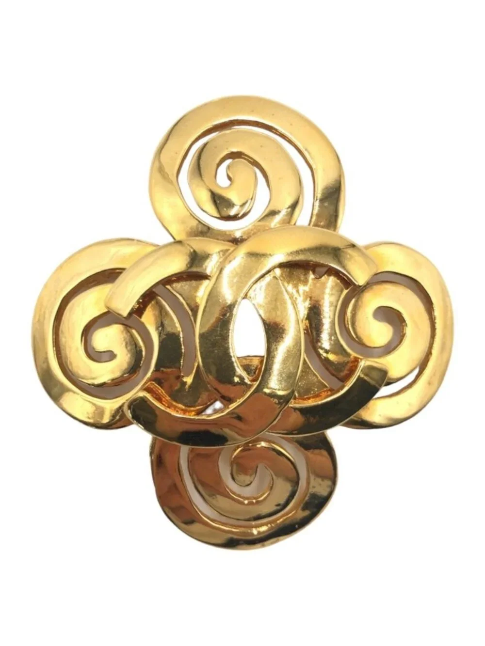 Chanel Vintage CC Logo Gold Metal Brooch